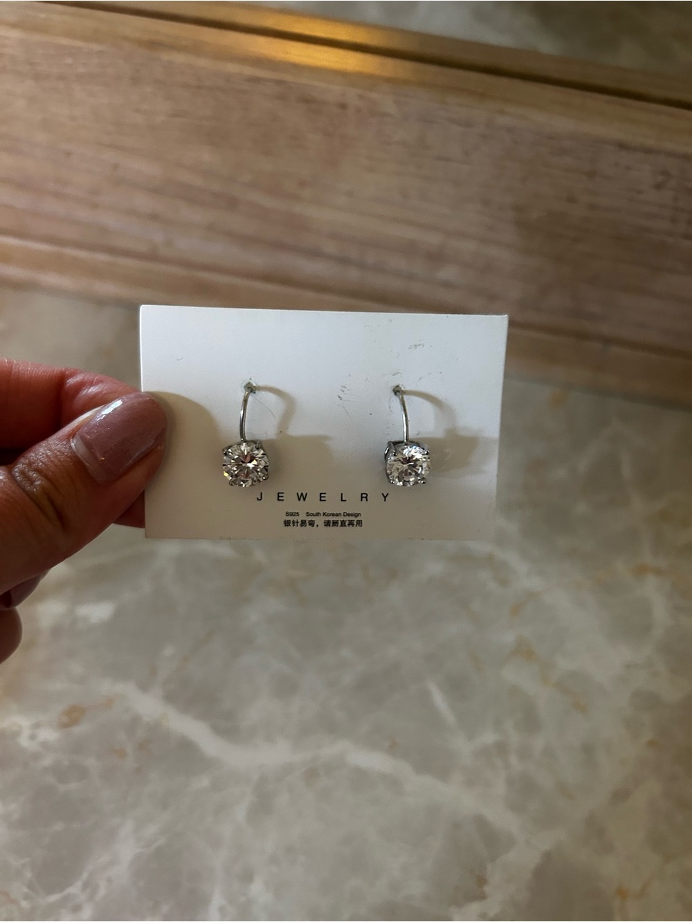 Classic Silver Crystal Drop Earrings - Clear